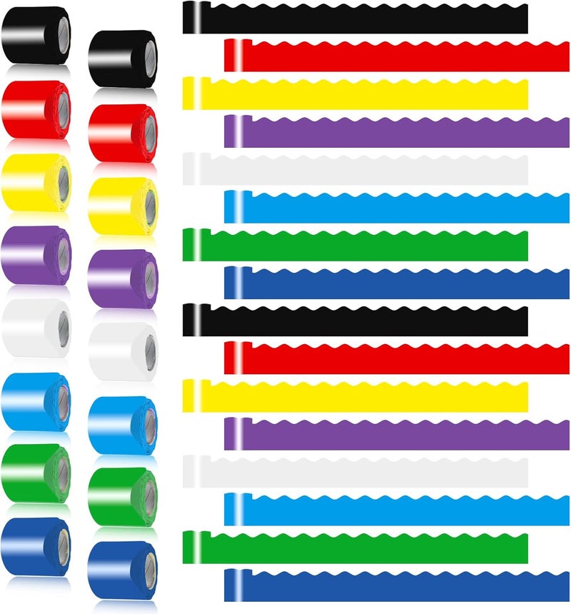 DASTTUIS 16 Rolls 524.8 Ft Multicolor Bulletin Board Borders Set - Scalloped Trim for Classroom Decor, Office, School Decorations - Teacher Borders for Bulletin Boards, Wall & Theme Supplies - Image 1